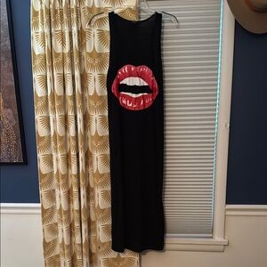 Racerback Maxi Dress with Red Lips Design